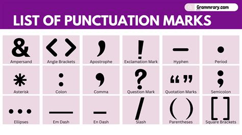list of punctuation symbols.